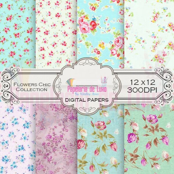 Papel Digital Flowers Chic Collection