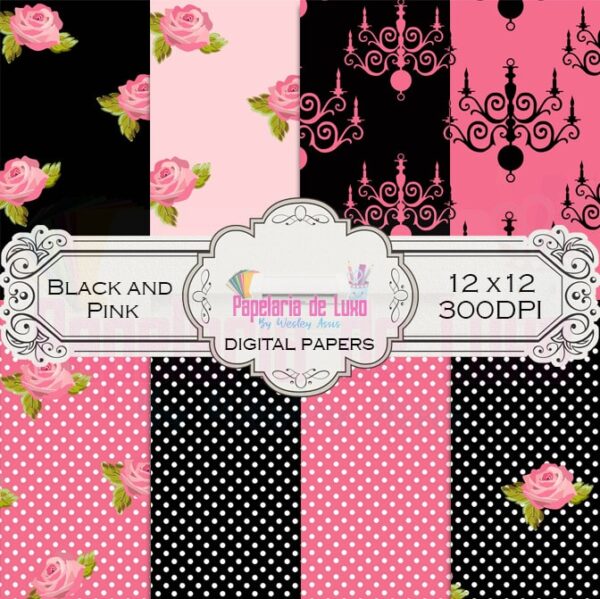 Papel Digital Black and Pink