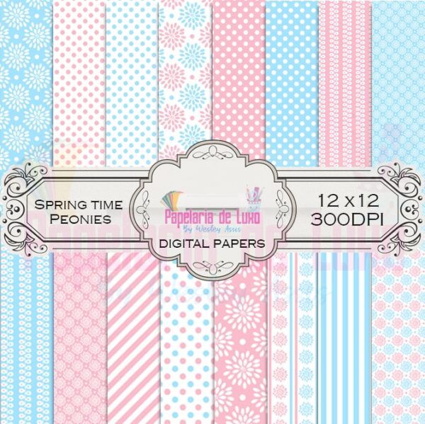 Papel Digital Spring time Peonies