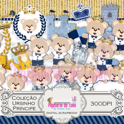 Kit Digital Ursinho Príncipe Scrapbook